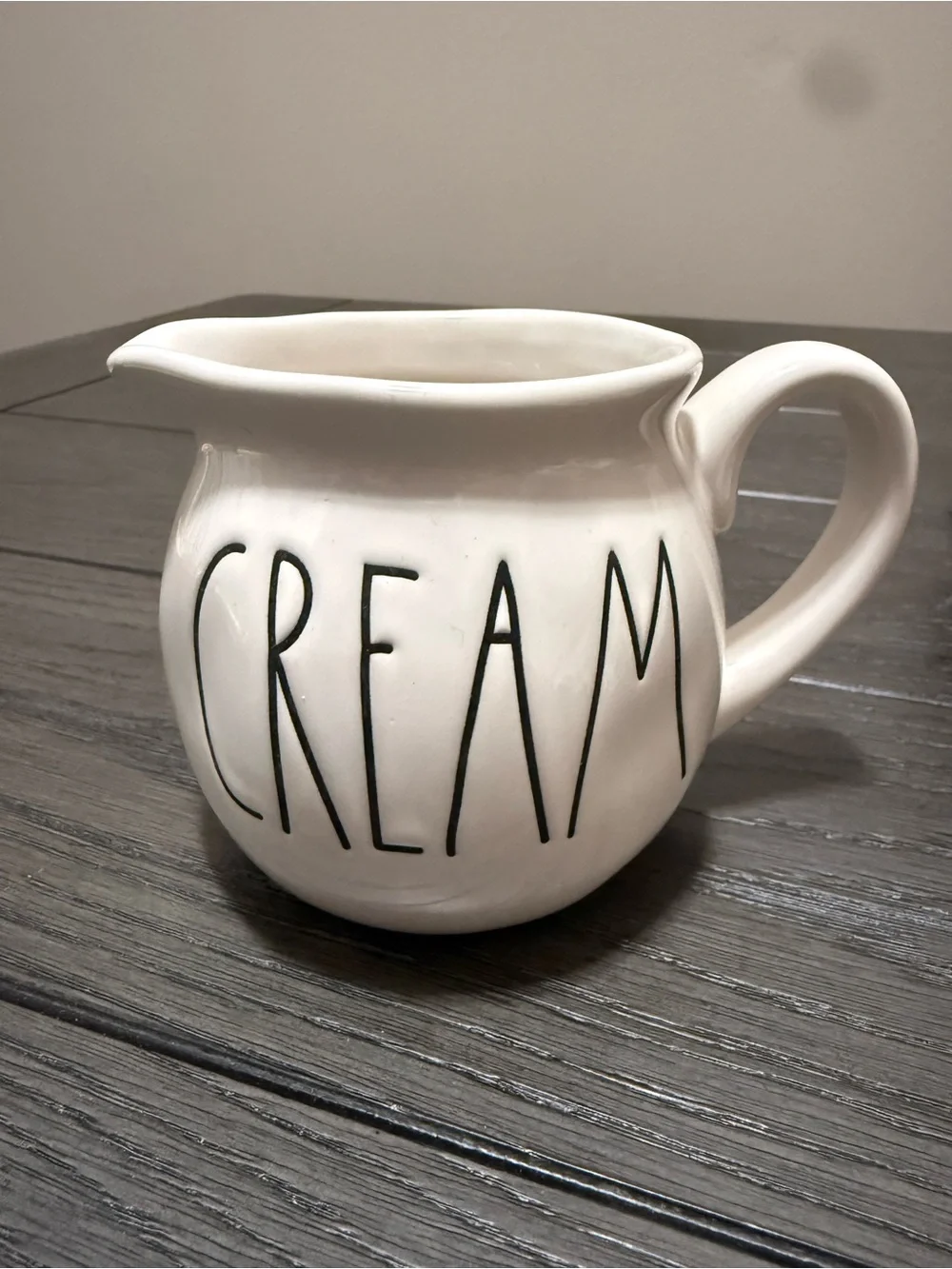Rae Dunn White Ceramic Cream and Sugar Set with Black Lettering